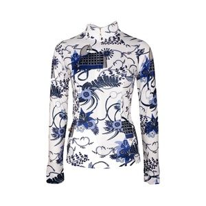 Espoir Equestrian Botanical Blue Ladies Quarter Zip Sun Shirt